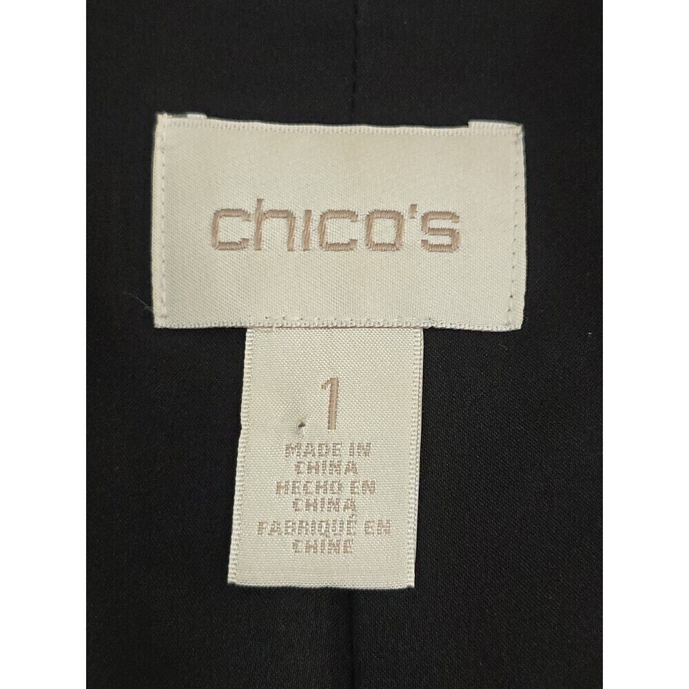 Chico's Velvet Paisley Jacket Womens Medium Blue Black Open Front Blazer - Picture 9 of 11